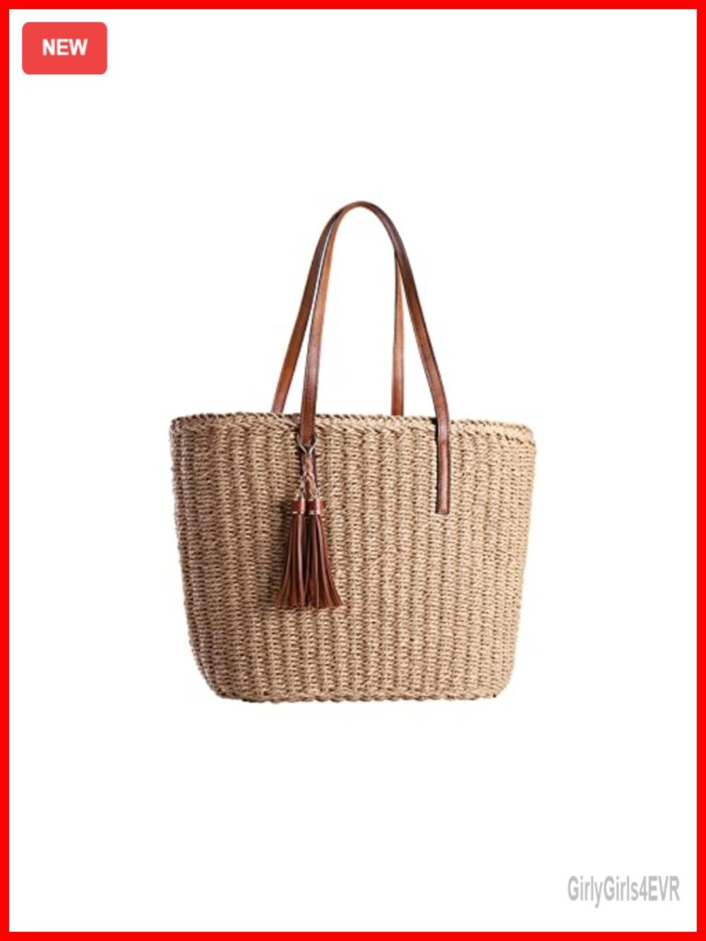Straw Tote Bag for Women Handwoven Summer Shoulder Bag Travel Beach